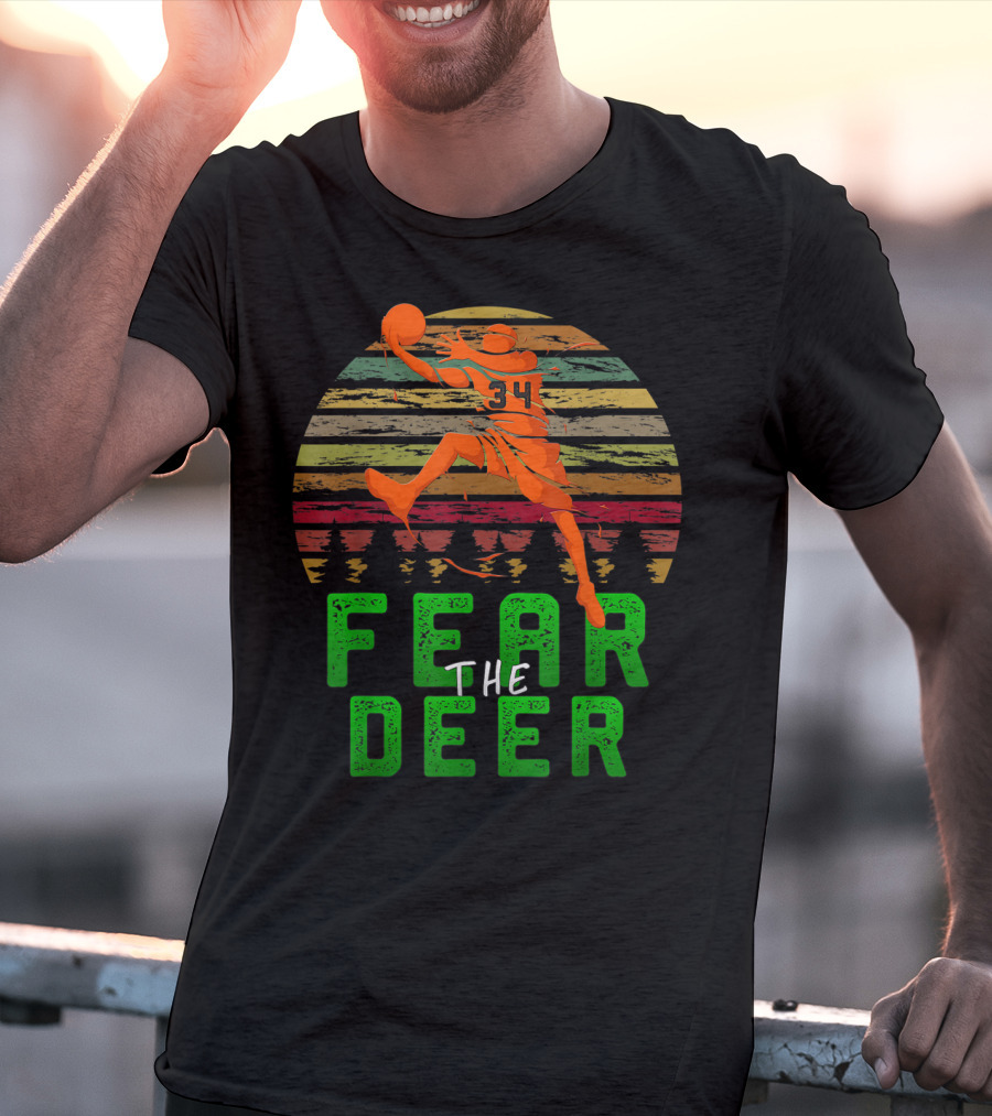 Fear The Deer Milwaukee Basketball Retro Sunset Jumper T-Shirt