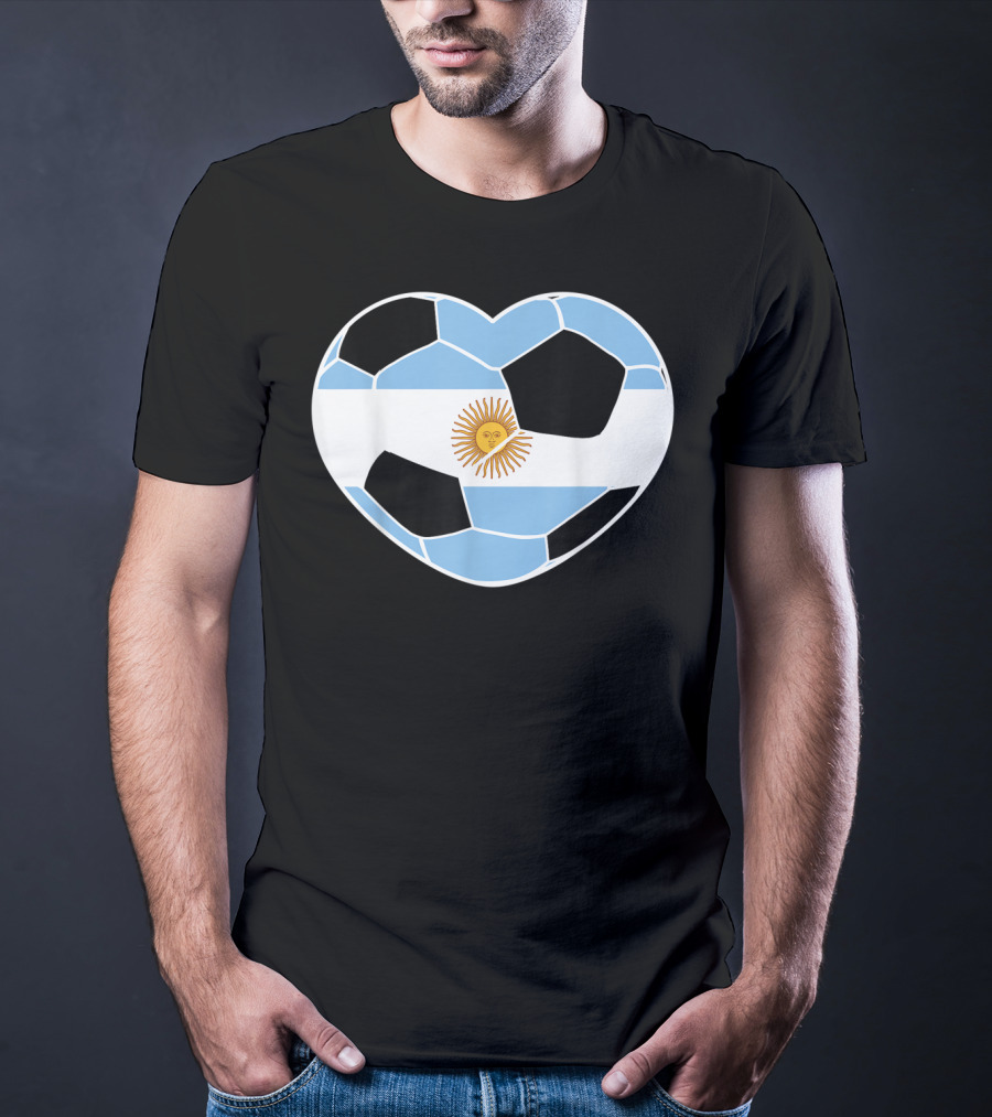 Argentina Soccer Ball Heart Flag Emblem Argentina T-Shirt