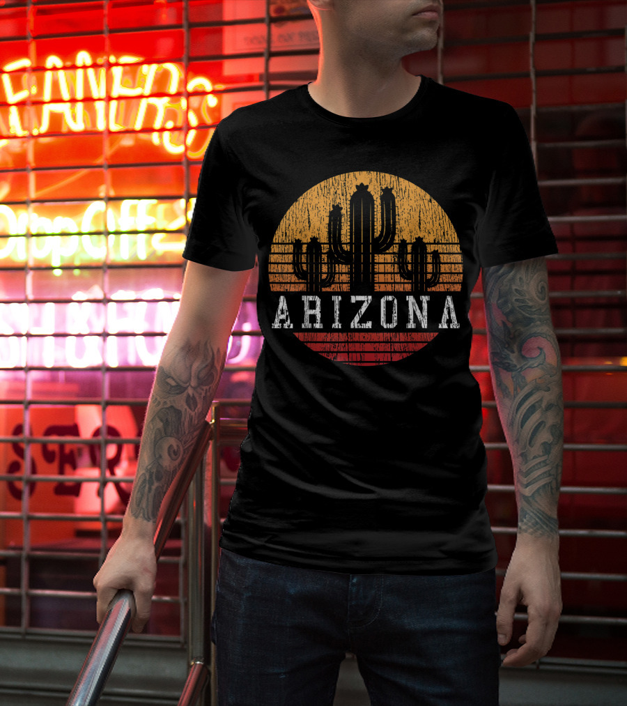 Arizona Vintage Cactus Desert Sunset Retro T-Shirt