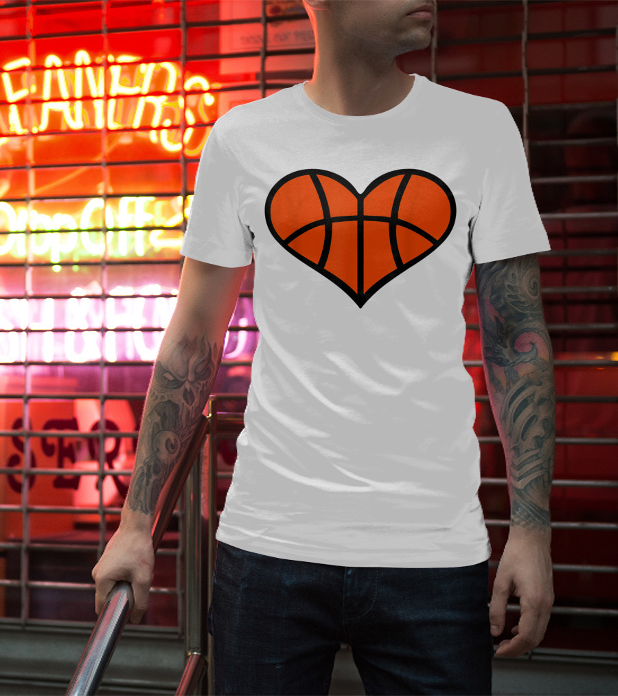 Basketball Heart Shape Orange Ball Lines T-Shirt