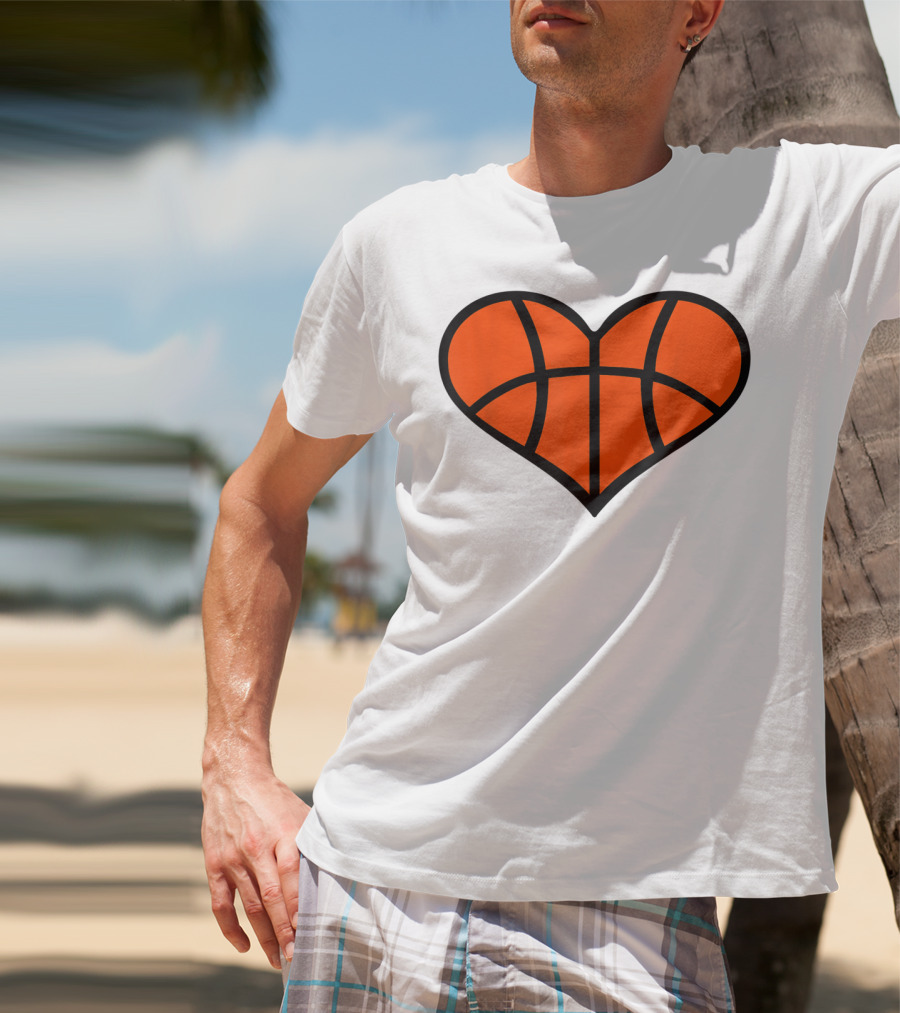 Basketball Heart Shape Orange Ball Lines T-Shirt