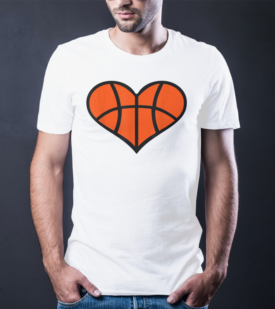 Basketball Heart Shape Orange Ball Lines T-Shirt