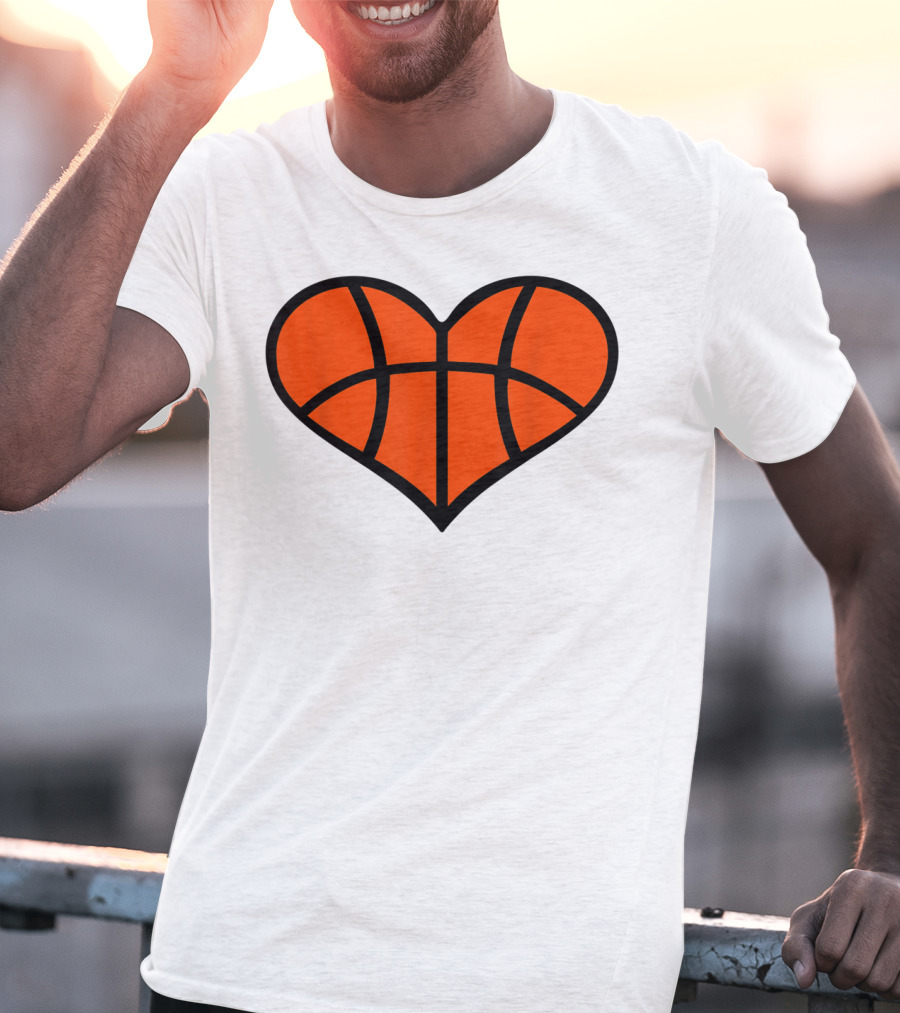 Basketball Heart Shape Orange Ball Lines T-Shirt