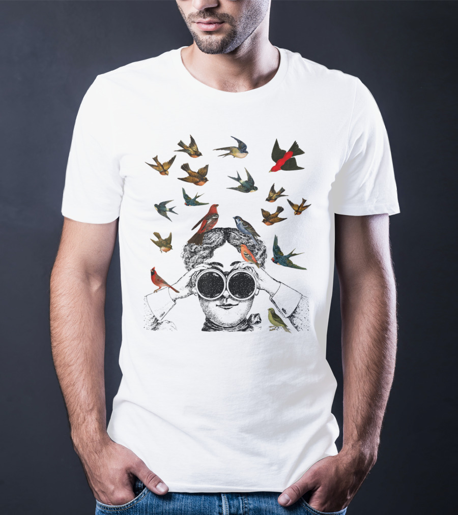 Ornithologist Birdwatching Twitcher Bird Love Enthusiast Birds Flock Binoculars T-Shirt