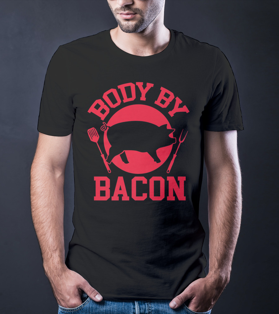 Body By Bacon Keto Carnivore Food Silhouette With Fork And Spatula T-Shirt