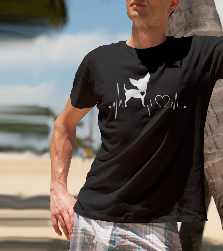 Chihuahua Dog Heartbeat Design With Heart T-Shirt