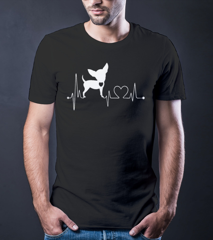 Chihuahua Dog Heartbeat Design With Heart T-Shirt
