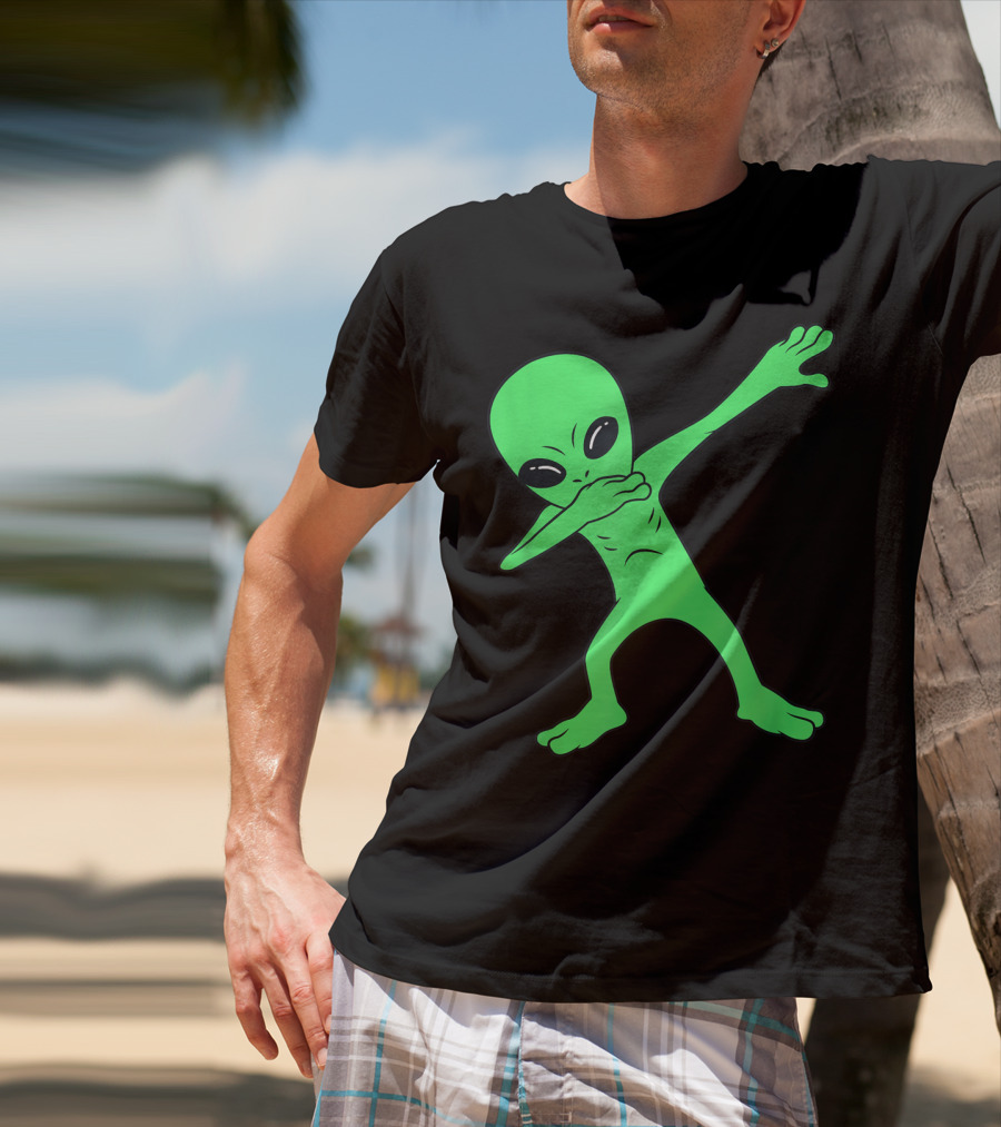 Dabbing Green Alien Halloween Funny Dab Dance T-Shirt