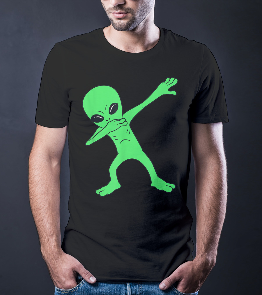 Dabbing Green Alien Halloween Funny Dab Dance T-Shirt