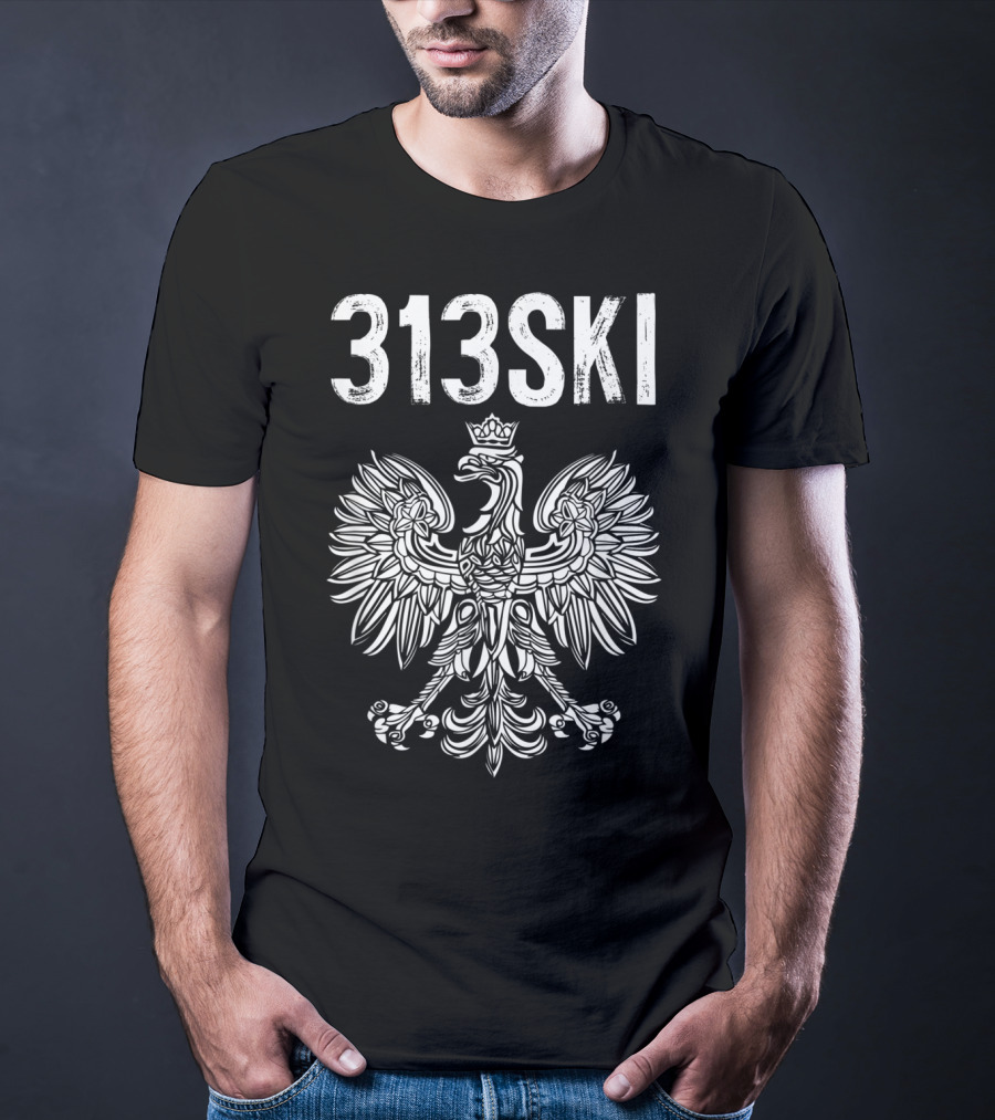 313SKI Detroit Michigan Polish Pride Area Code 313 Eagle T-Shirt