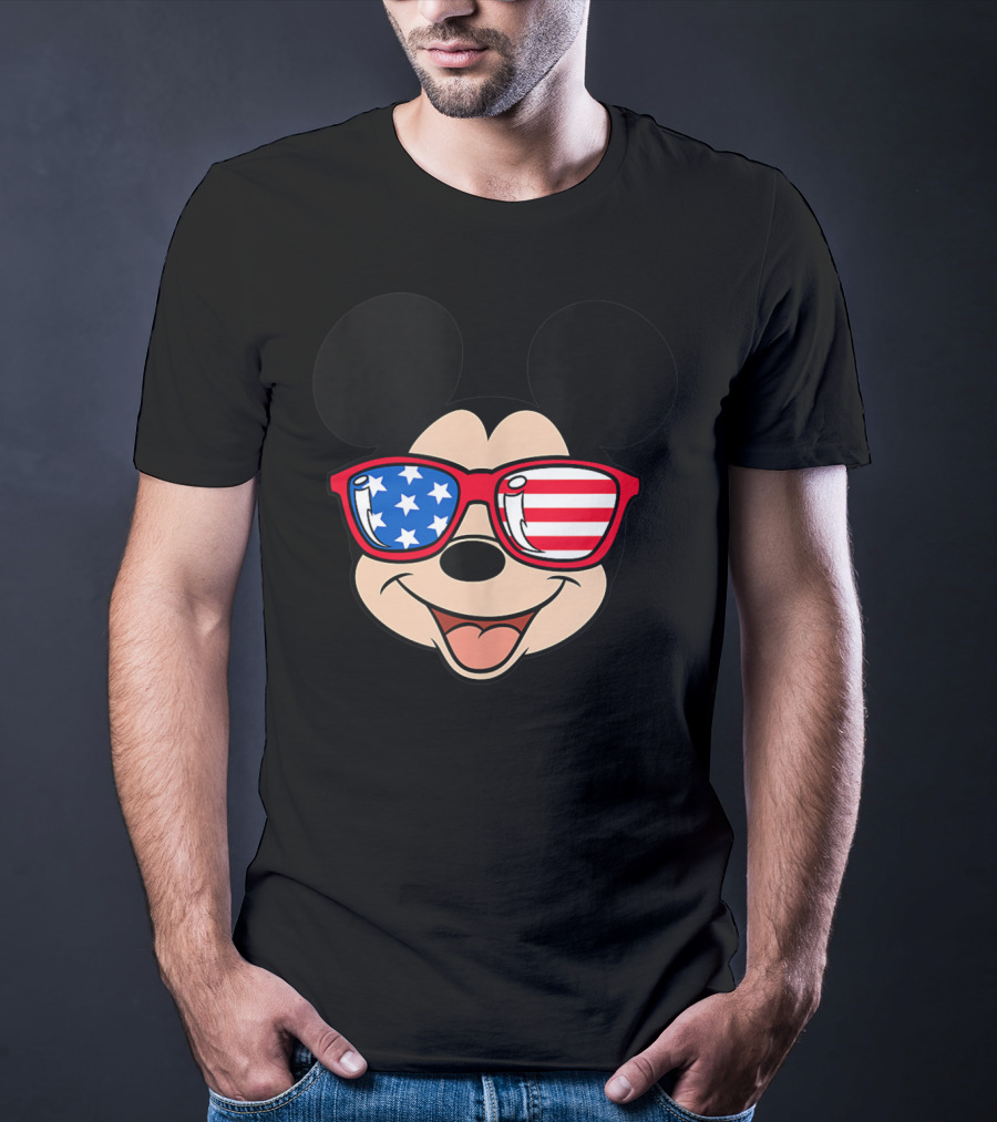Disney Mickey Mouse American Flag Sunglasses T-Shirt