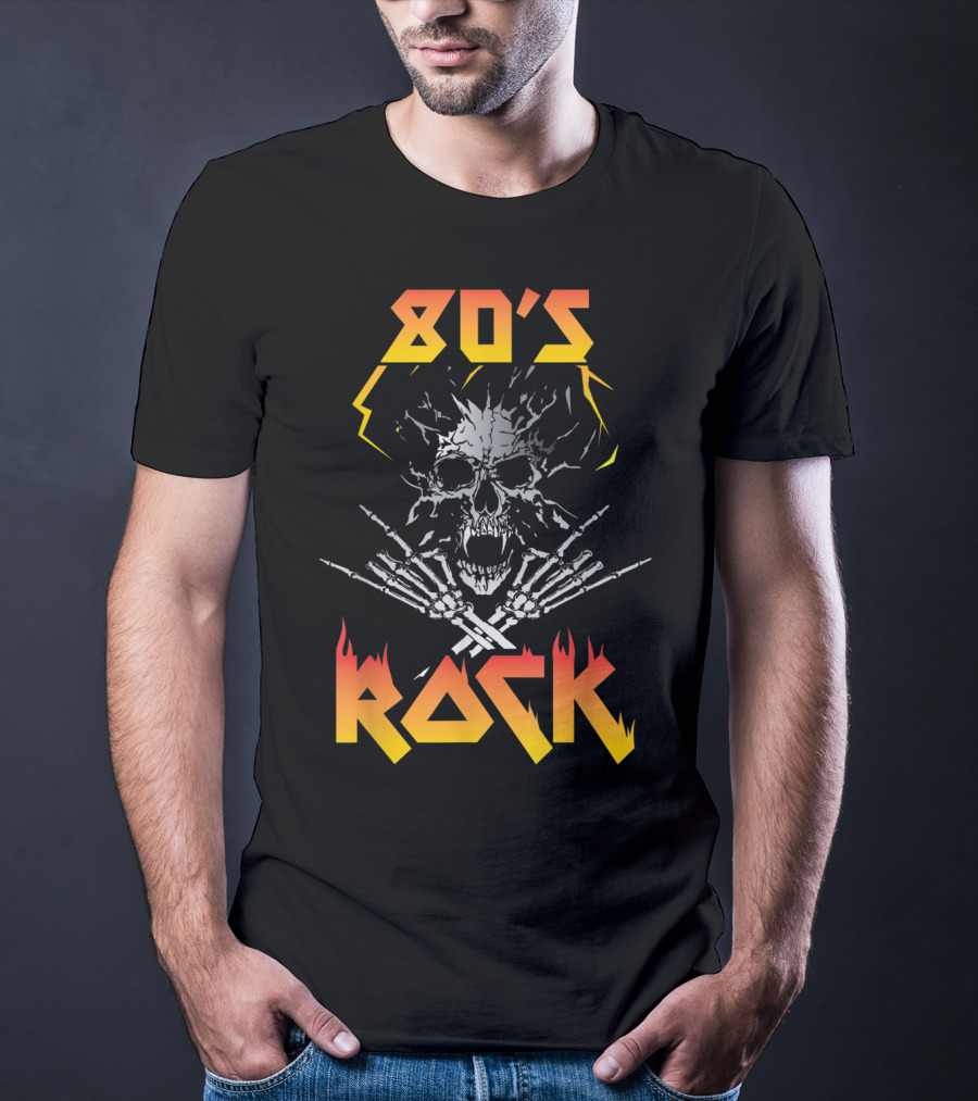 80's Rock Skull And Skeleton For Eighties Rockers T-Shirt