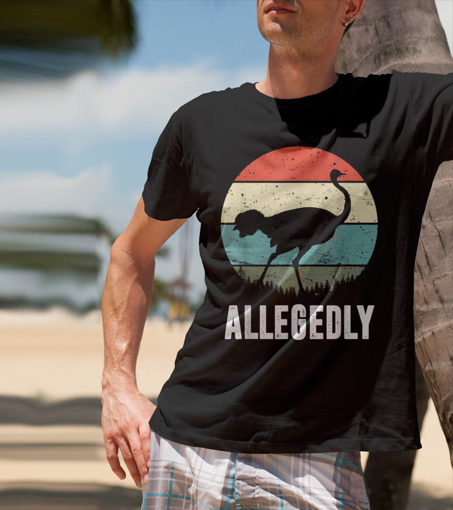 Allegedly Ostrich Silhouette Retro Stripes T-Shirt