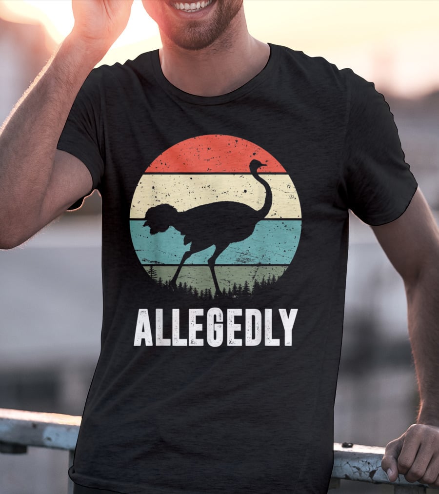 Allegedly Ostrich Silhouette Retro Stripes T-Shirt