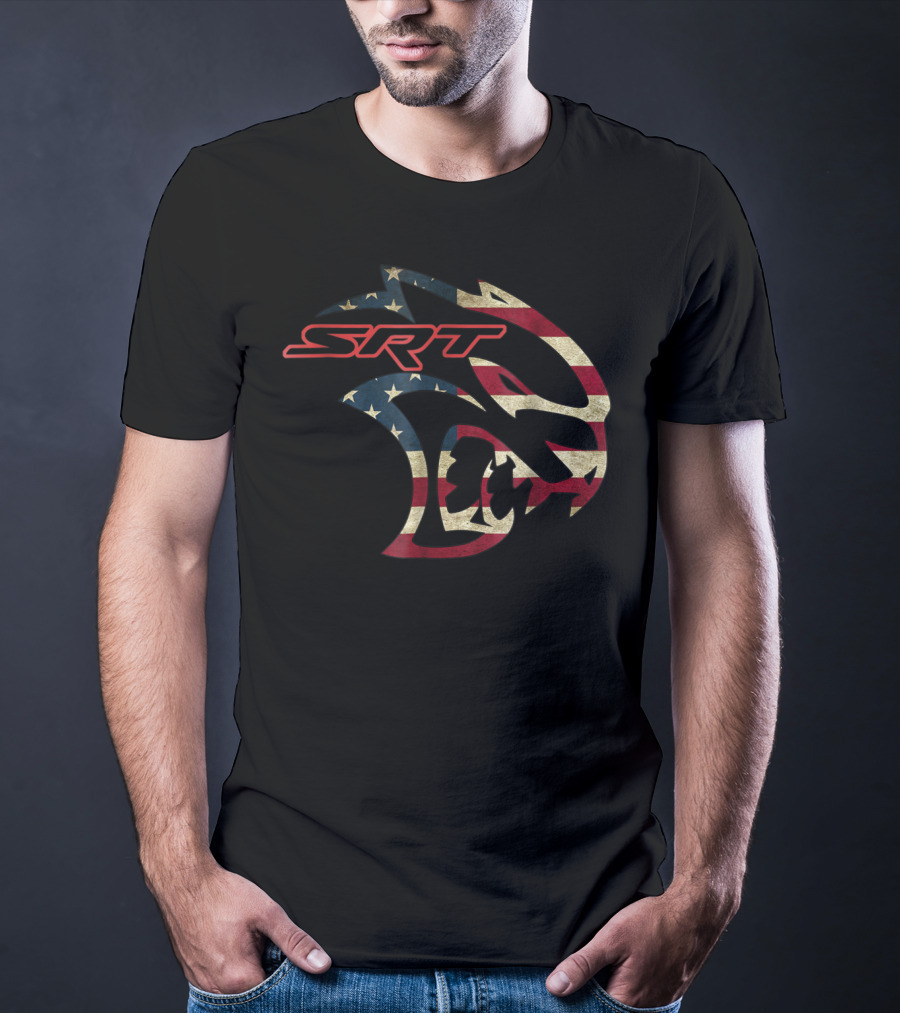 SRT Hellcat Dodge Vintage American Flag T-Shirt