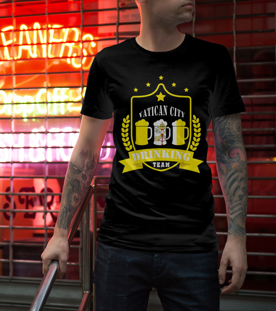 Vatican City Drinking Team Beer Crest Casual Teamwear T-Shirt