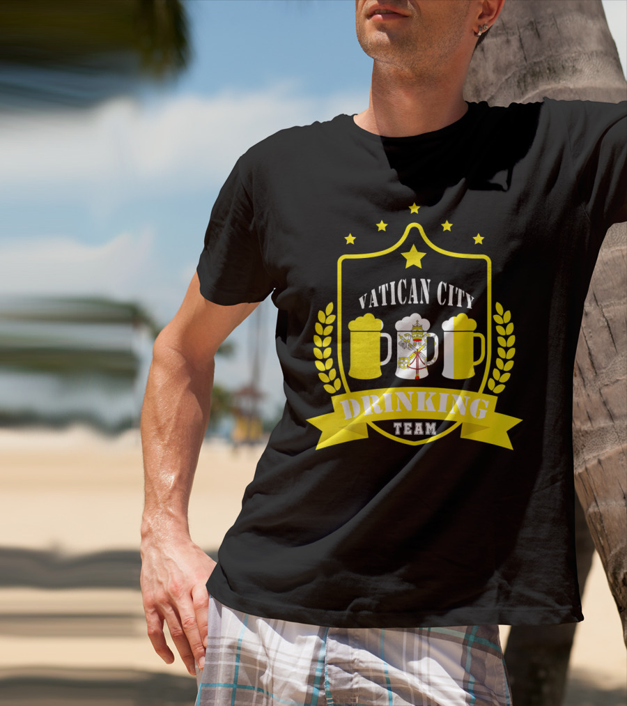 Vatican City Drinking Team Beer Crest Casual Teamwear T-Shirt