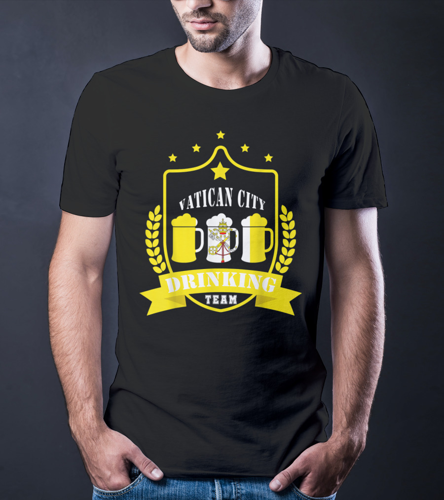 Vatican City Drinking Team Beer Crest Casual Teamwear T-Shirt