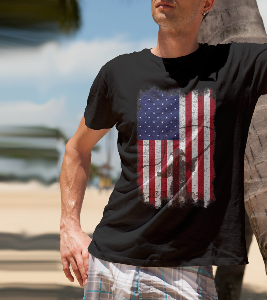 American Flag Fly Fishing Fisherman T-Shirt