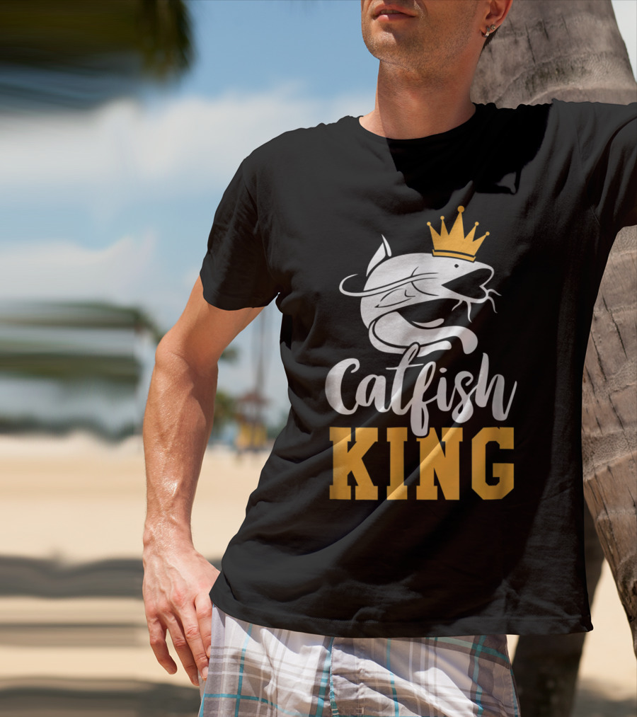 Catfish King Crowned Fishing Humor Trophy T-Shirt