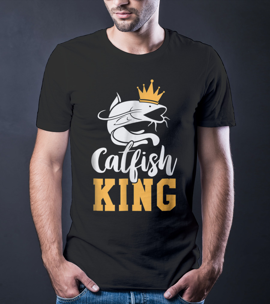 Catfish King Crowned Fishing Humor Trophy T-Shirt