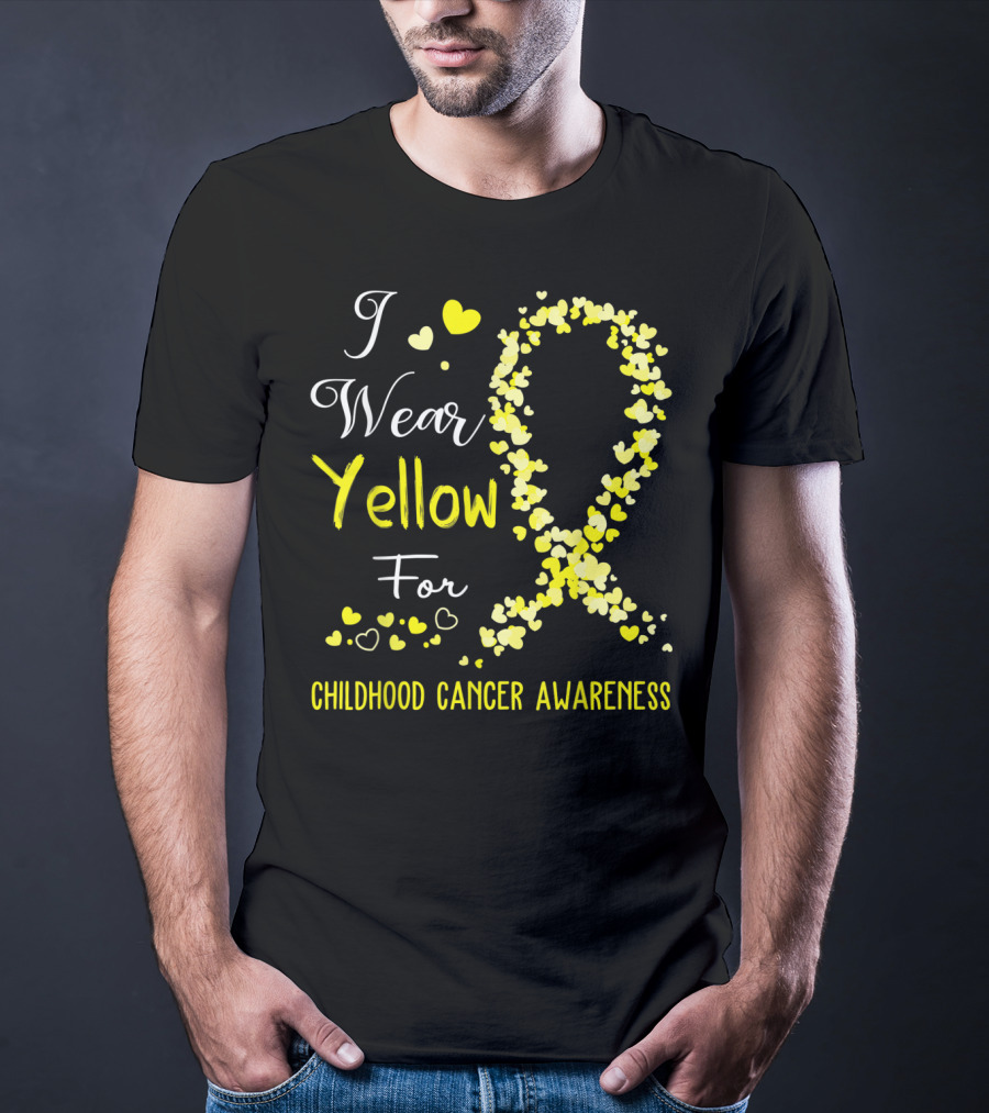 I Wear Yellow For Childhood Cancer Awareness Heart T-Shirt