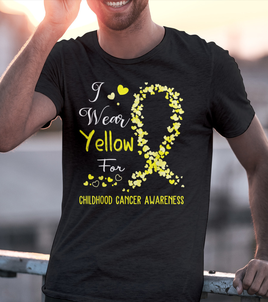 I Wear Yellow For Childhood Cancer Awareness Heart T-Shirt