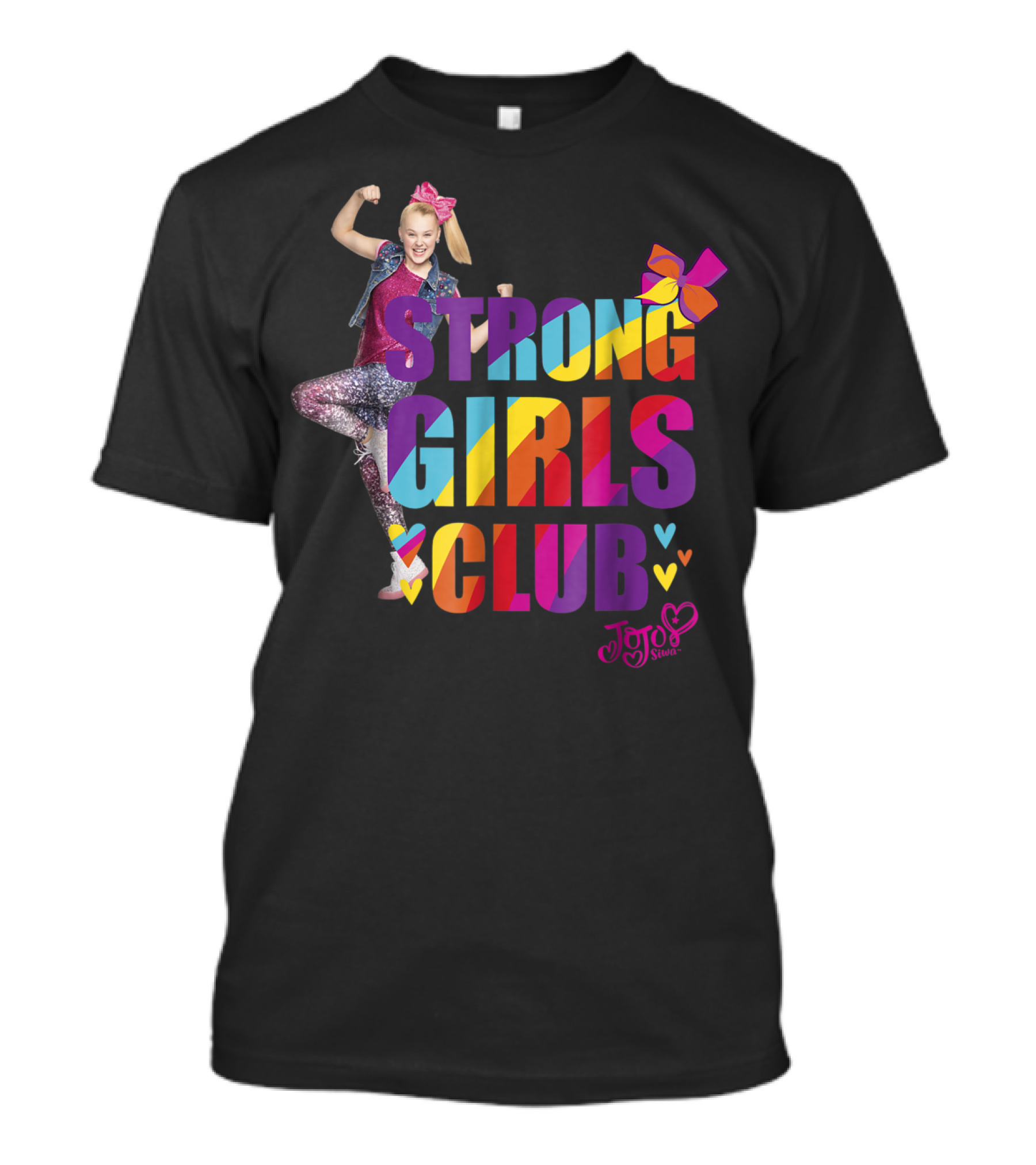 Jojo Siwa Strong Girls Club Rainbow Hearts And Bow Flex T-Shirt