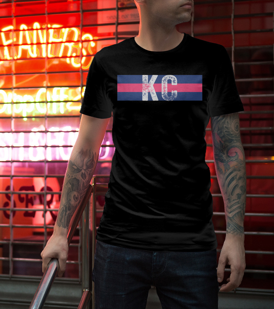 KC Royal Blue Pink Vintage Kansas City Stripes T-Shirt