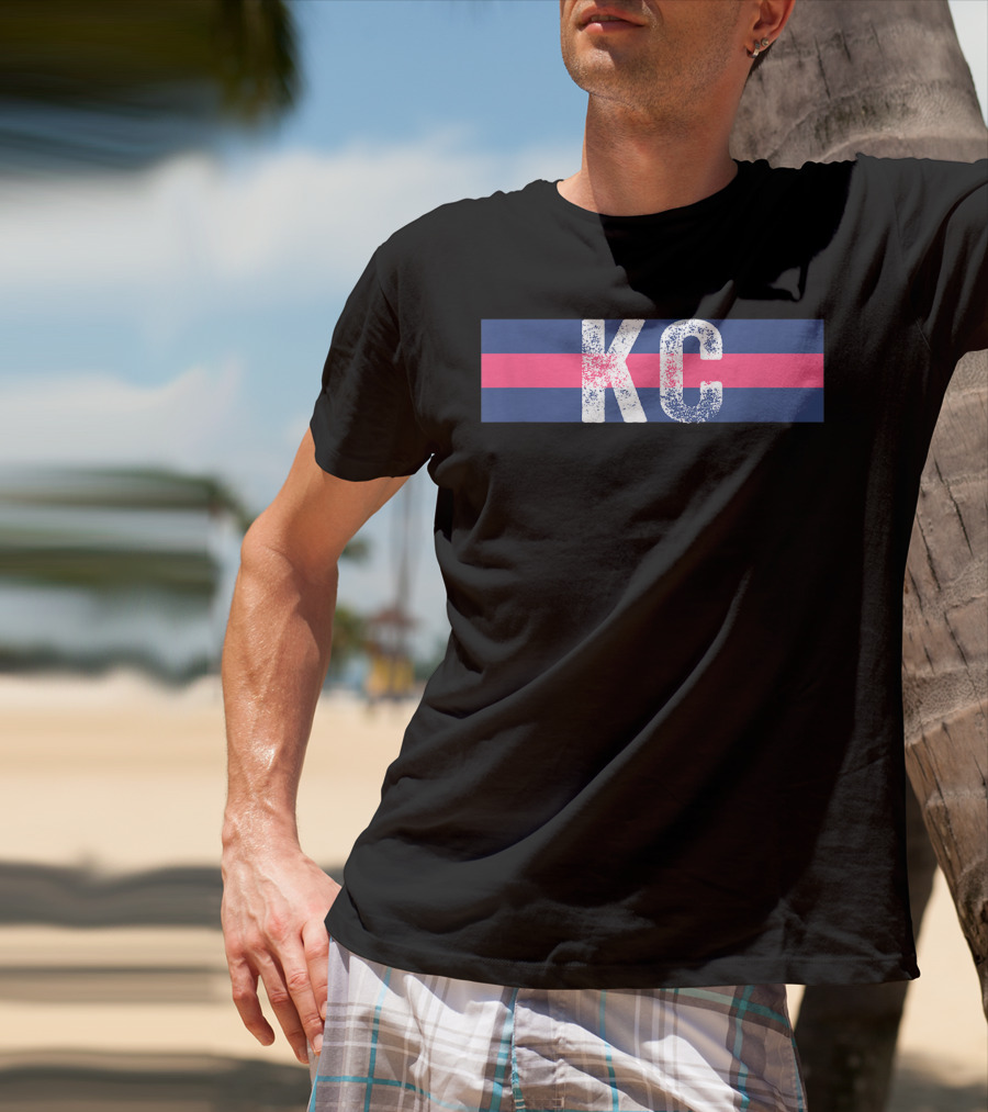 KC Royal Blue Pink Vintage Kansas City Stripes T-Shirt