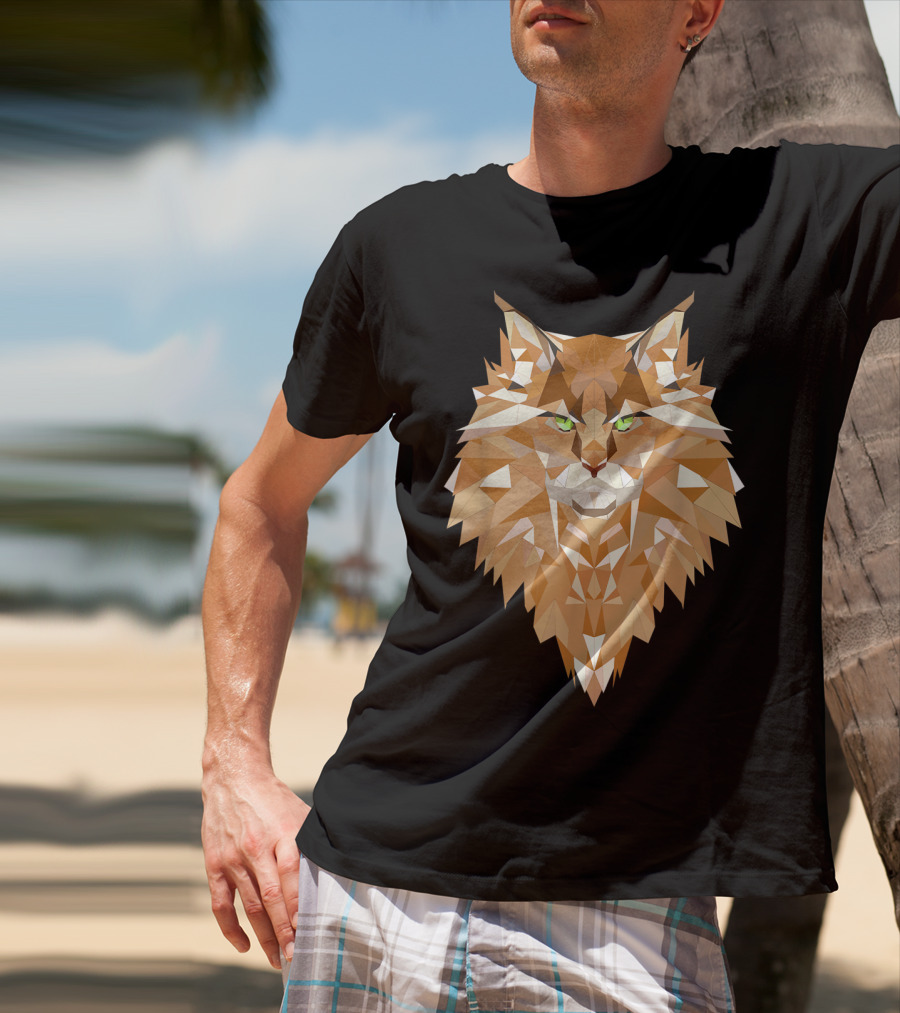 Maine Coon Cat Geometric T-Shirt
