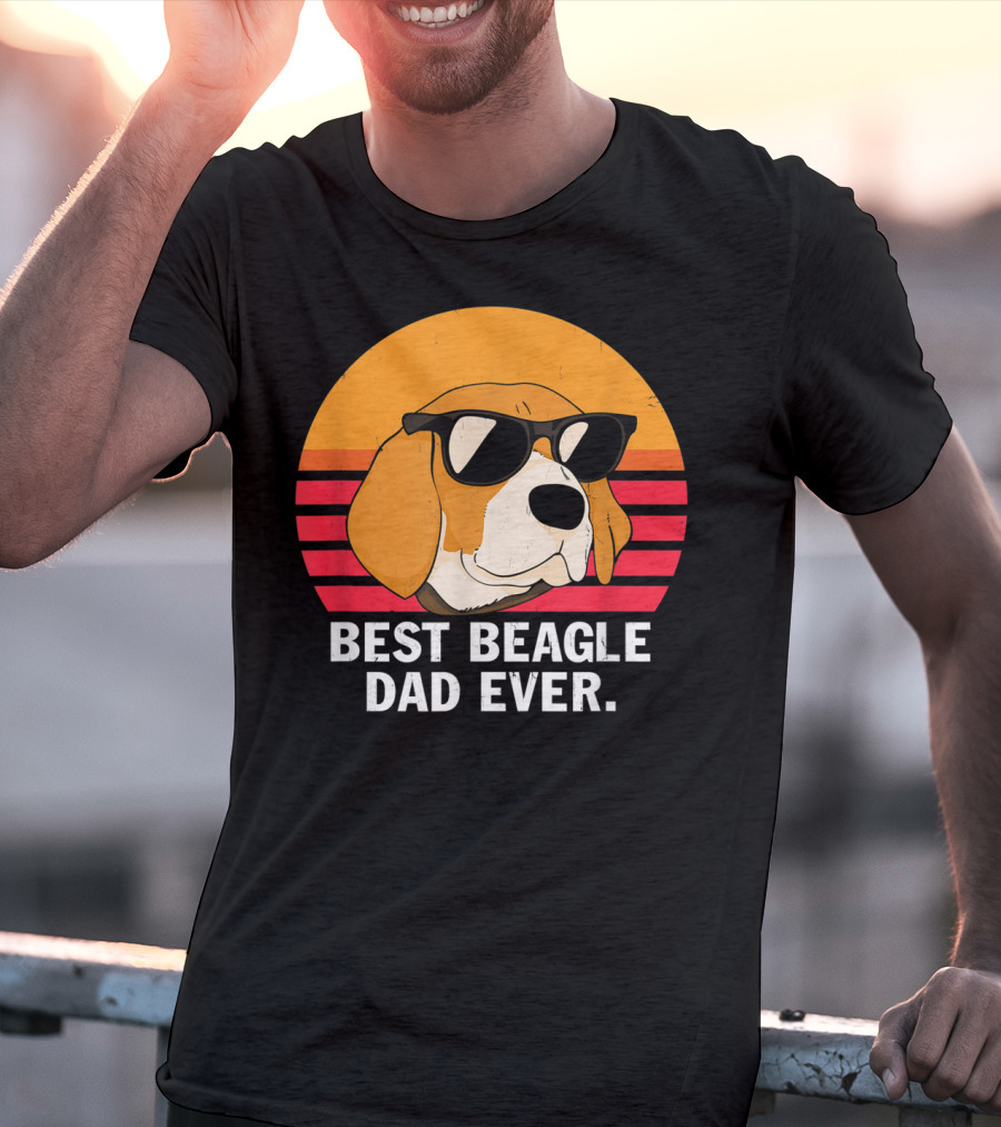 Best Beagle Dad Ever Vintage Style Beagle With Sunglasses T-Shirt