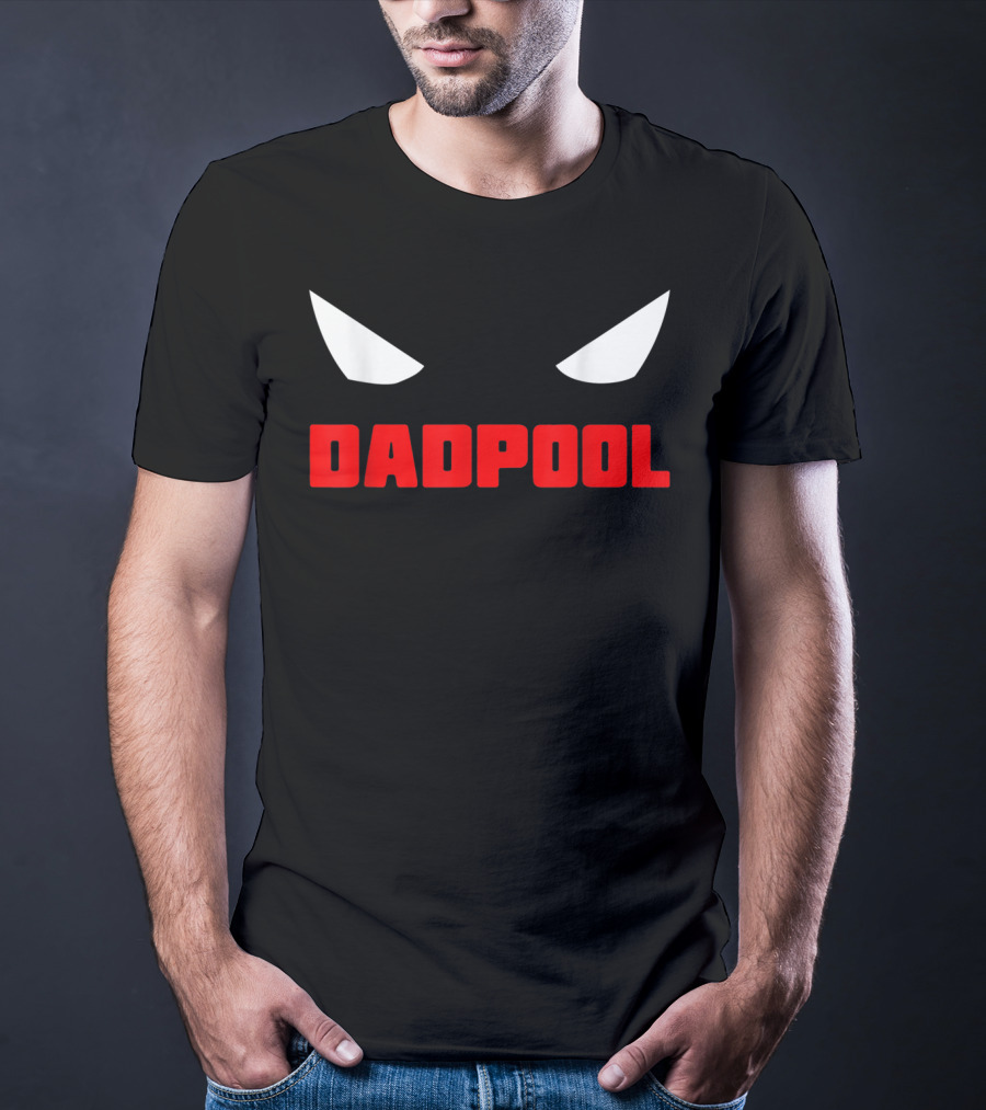 Dadpool Mens Funny Superhero Superdad With Iconic Mask Eyes T-Shirt