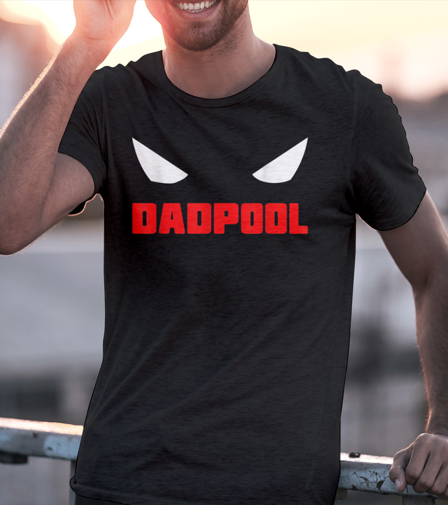 Dadpool Mens Funny Superhero Superdad With Iconic Mask Eyes T-Shirt