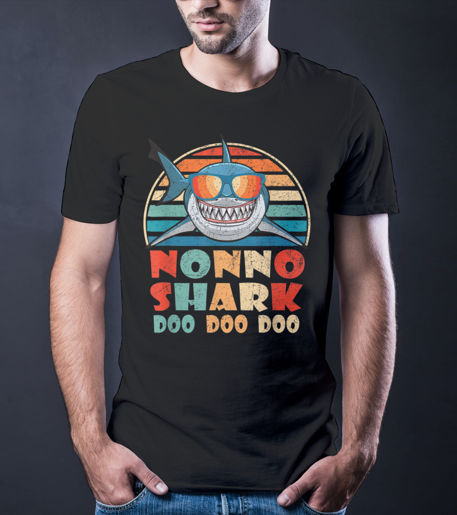 Nonno Shark Doo Doo Doo Retro Sunglasses Vintage Family Birthday T-Shirt