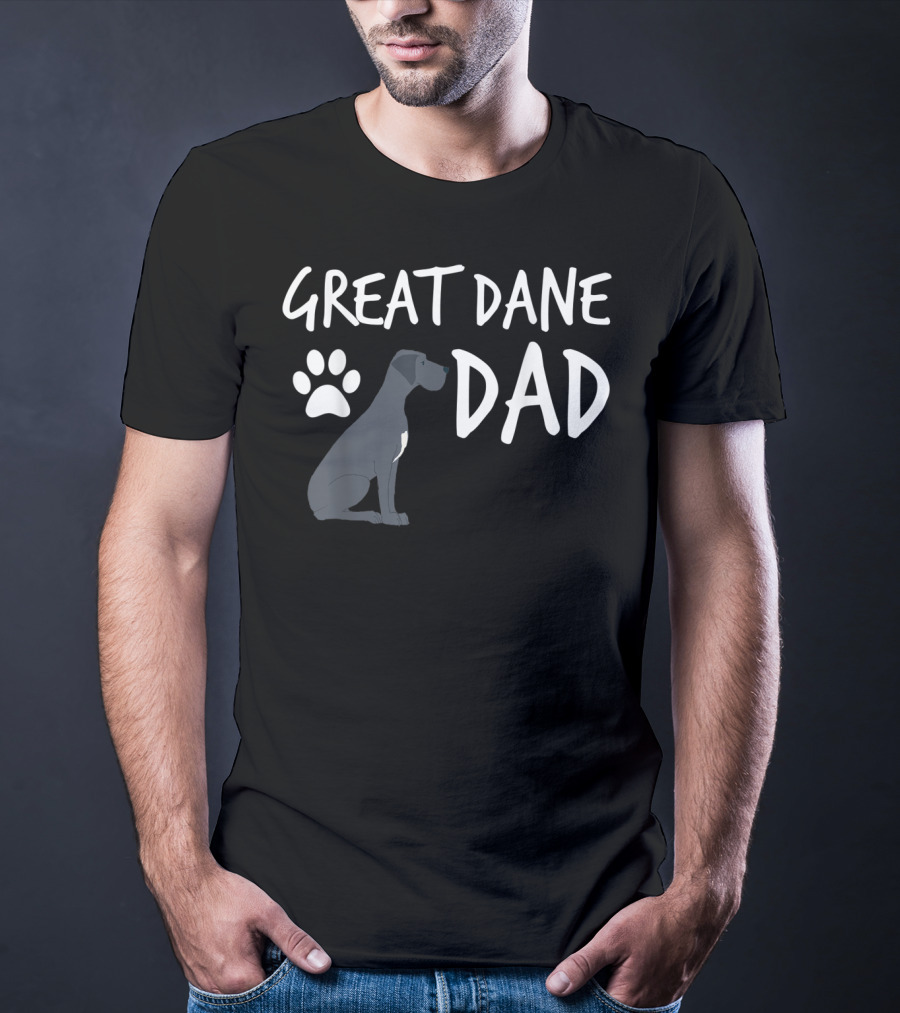 Great Dane Dad Dog Paw Print Puppy Lover T-Shirt