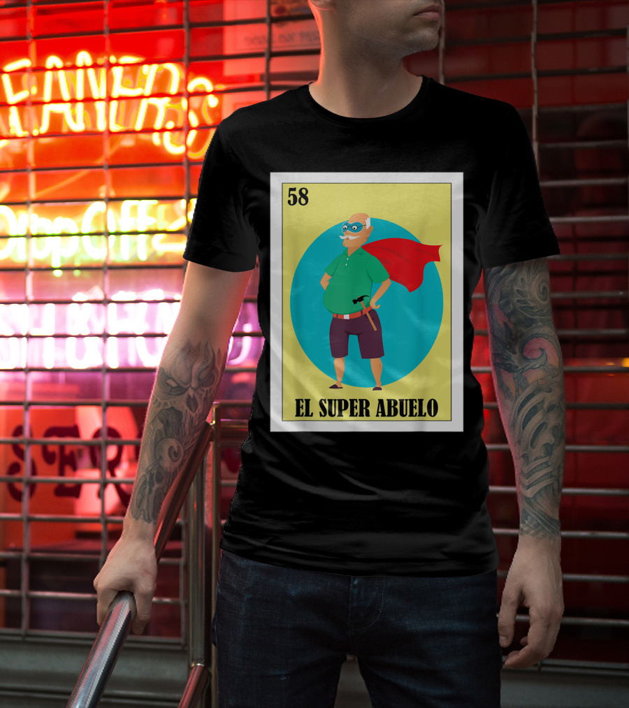 58 Mens Loteria El Super Abuelo Reg Hero Grandpa T-Shirt