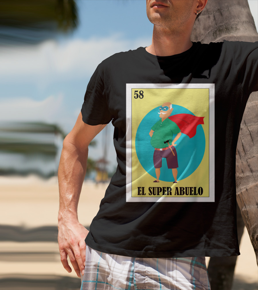 58 Mens Loteria El Super Abuelo Reg Hero Grandpa T-Shirt