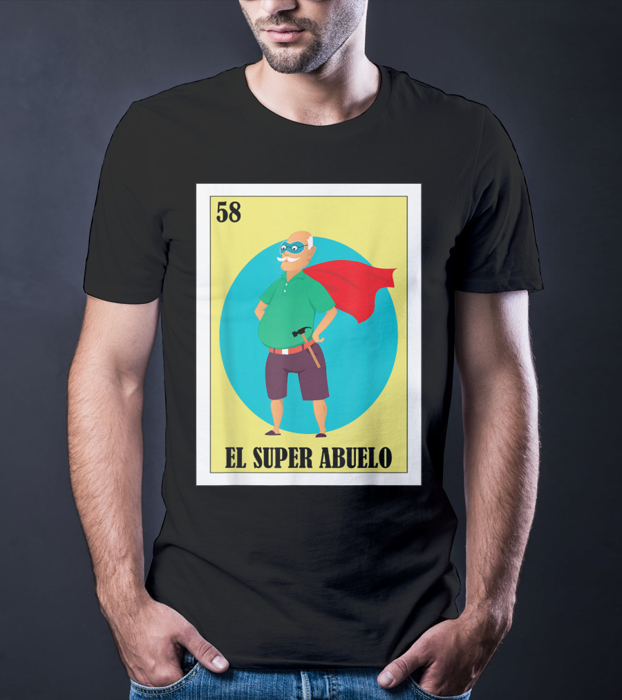 58 Mens Loteria El Super Abuelo Reg Hero Grandpa T-Shirt
