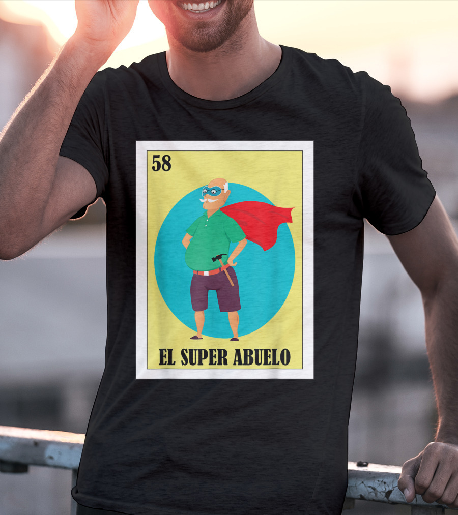 58 Mens Loteria El Super Abuelo Reg Hero Grandpa T-Shirt