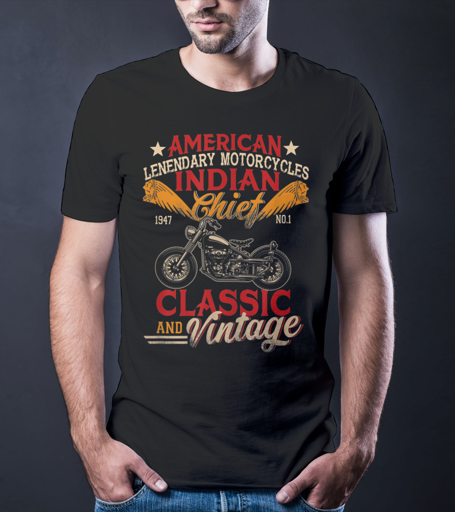 American Legendary Motorcycles Indian Chief 1947 No.1 Classic And Vintage T-Shirt