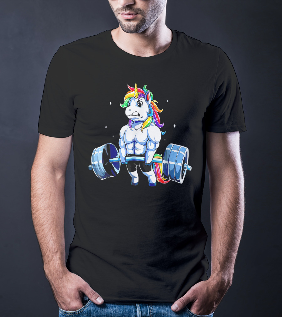 Muscle Unicorn Rainbow Powerlifting T-Shirt