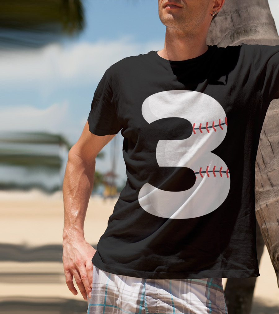 Number 3 Baseball Pitcher Batter Team Concept T-Shirt