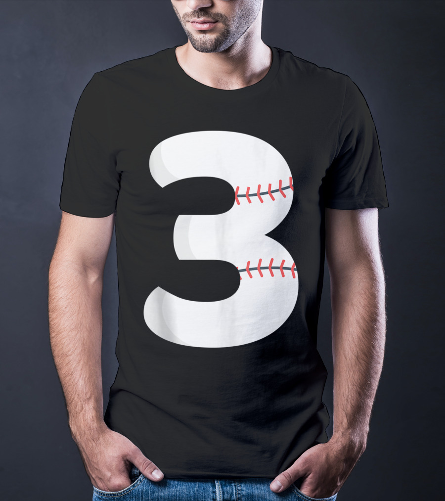 Number 3 Baseball Pitcher Batter Team Concept T-Shirt