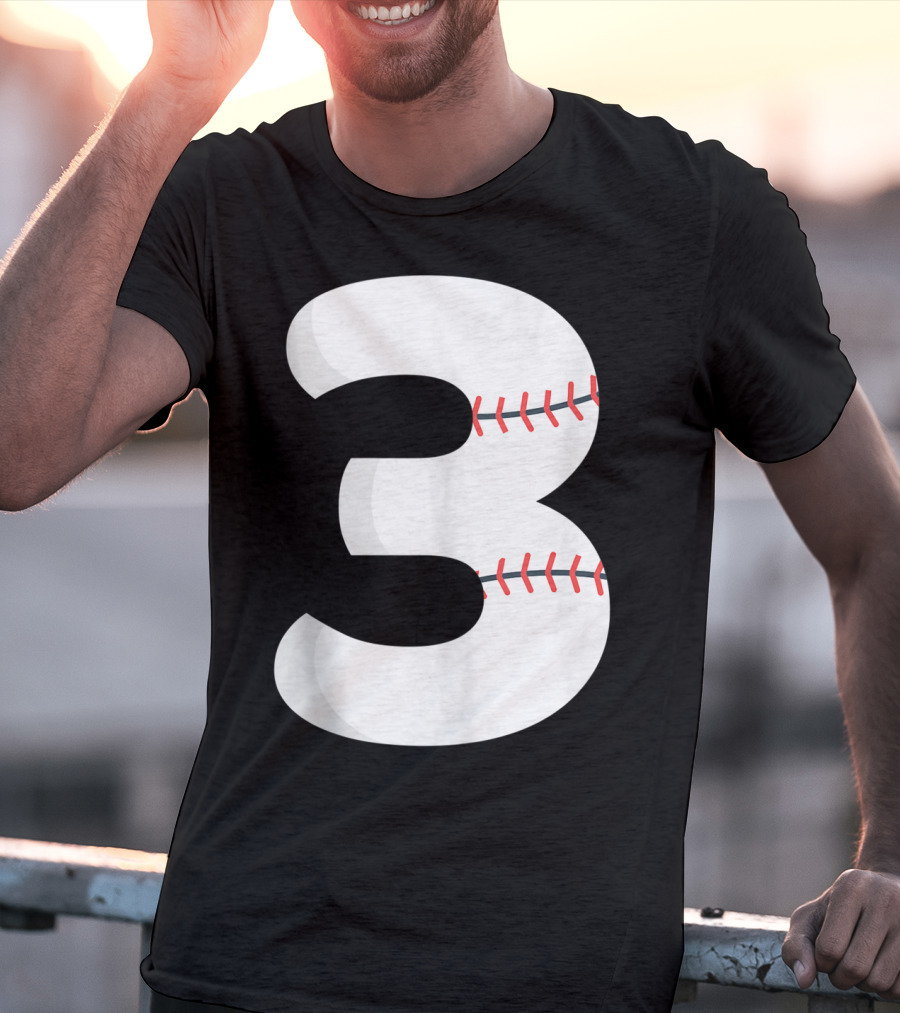 Number 3 Baseball Pitcher Batter Team Concept T-Shirt