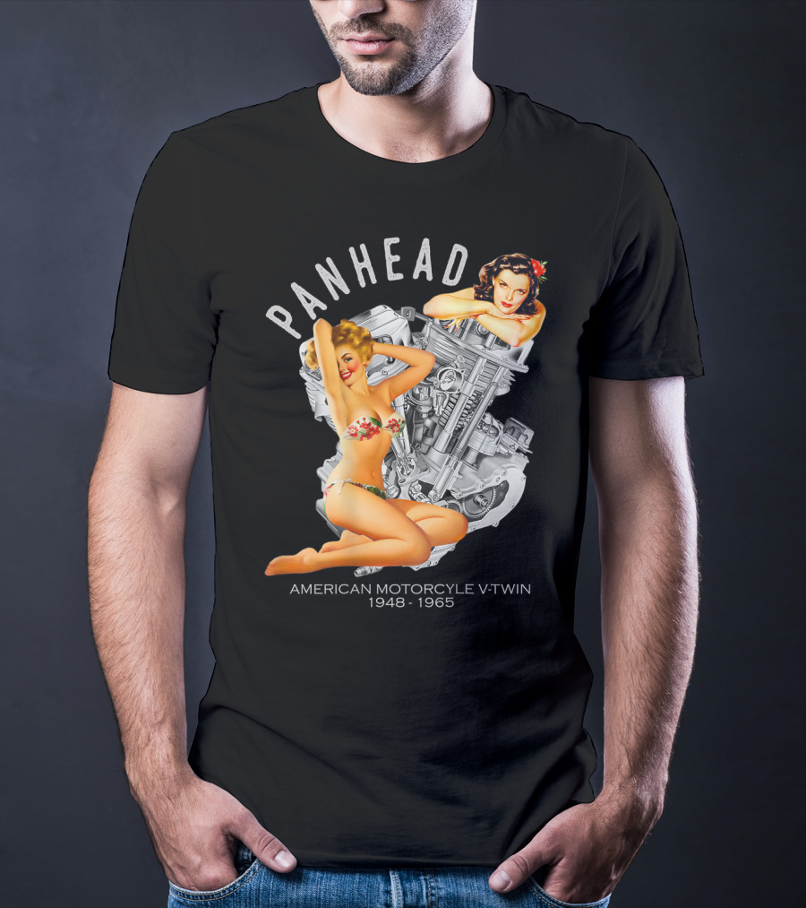 Panhead American Motorcycle V-Twin 1948-1965 Pinup T-Shirt