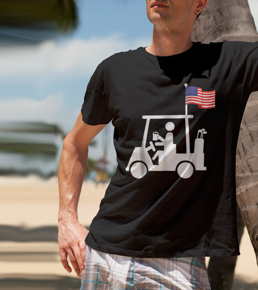 Patriotic USA Golf Cart Strong Beer And Flag T-Shirt
