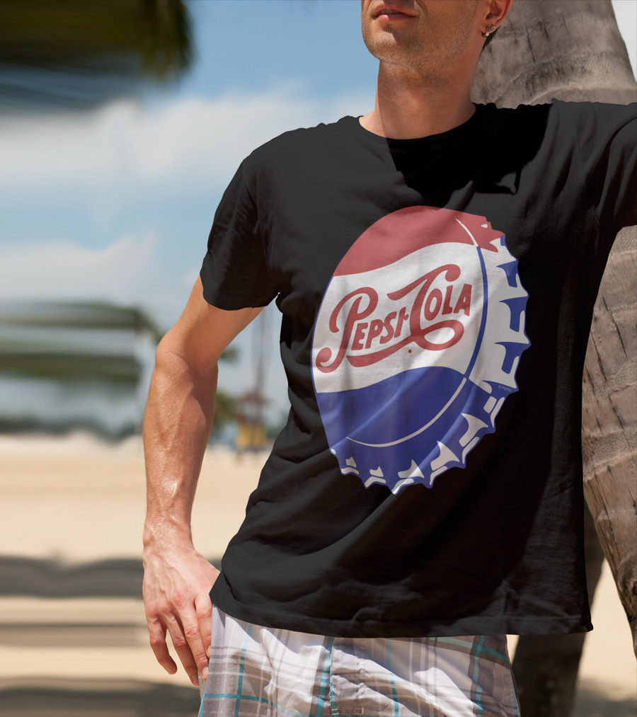 Pepsi Cola Vintage Bottle Cap Logo Soft Drinks Retro Branding T-Shirt