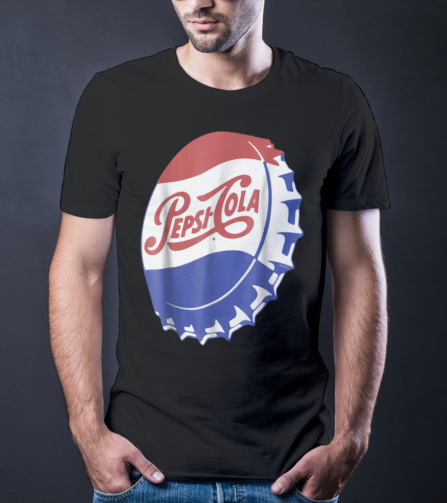 Pepsi Cola Vintage Bottle Cap Logo Soft Drinks Retro Branding T-Shirt