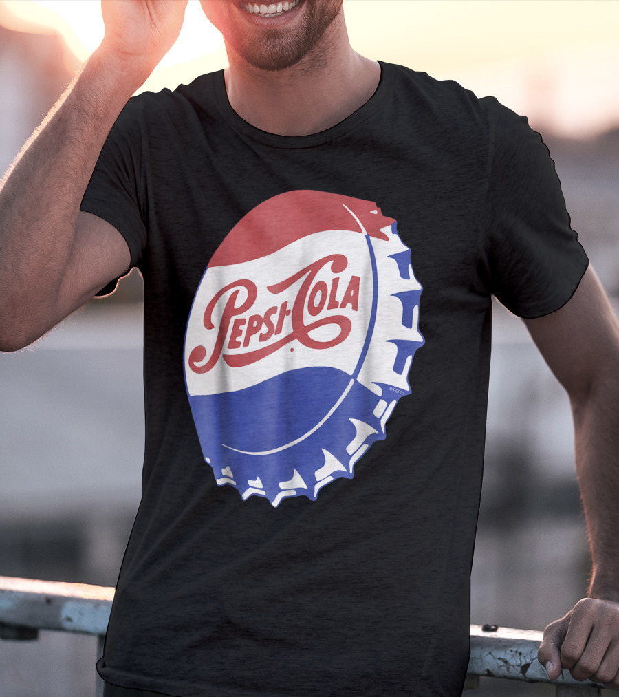 Pepsi Cola Vintage Bottle Cap Logo Soft Drinks Retro Branding T-Shirt